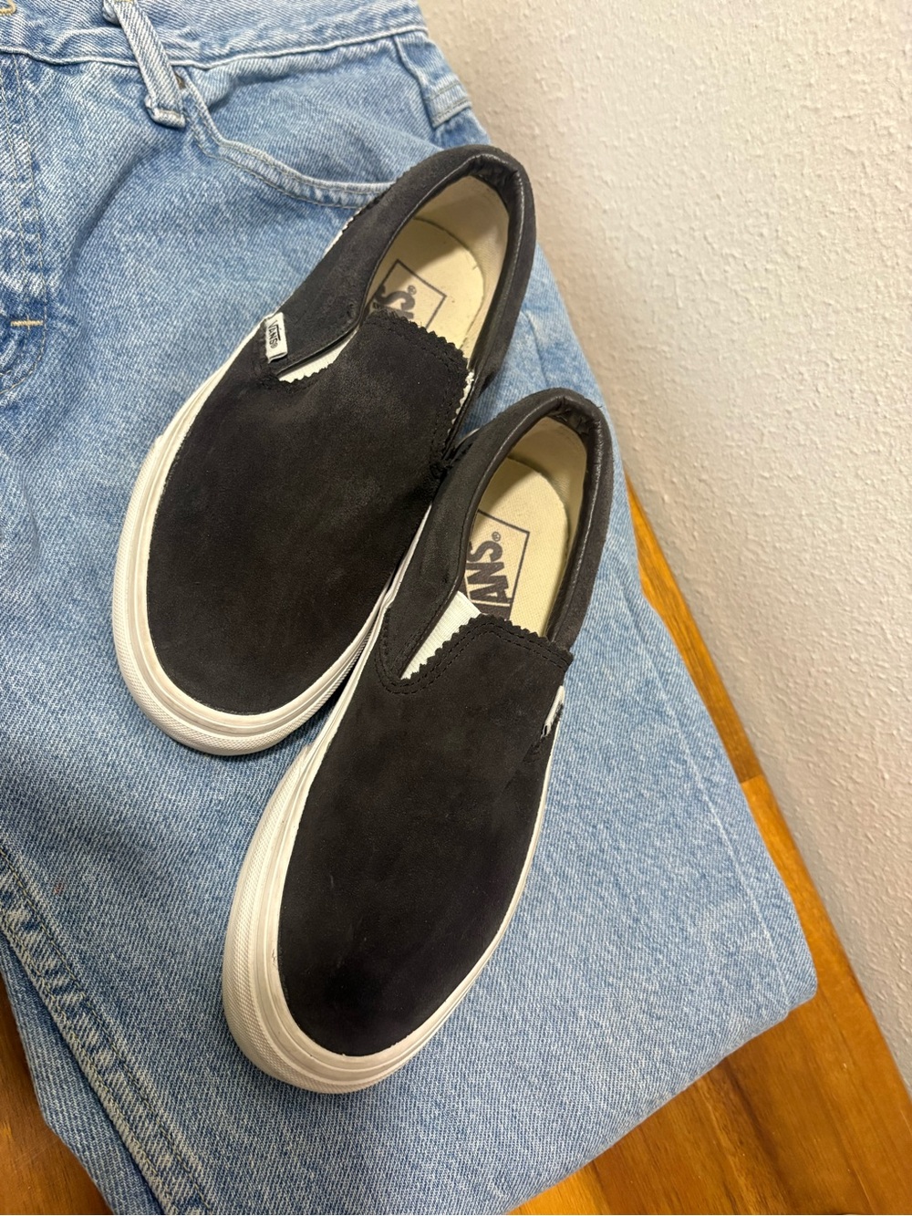 Vans Black Slip-On with White Sole